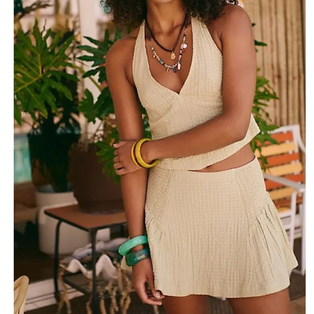 NWOT Drew pucker check skirt set by free-est from Free People in size Medium